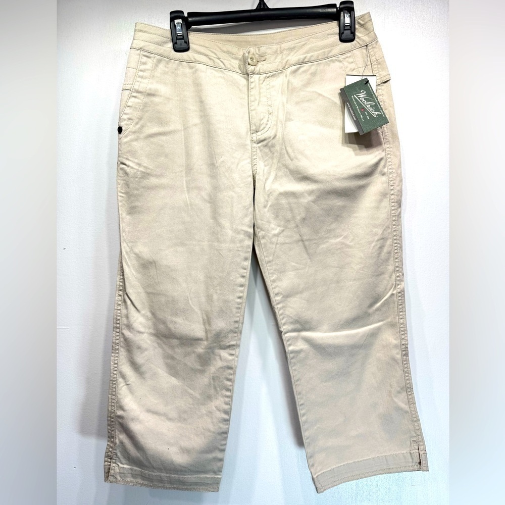 Woolrich Campbell Falls Capri Cropped Pants Khaki Tan Straight Leg Pockets